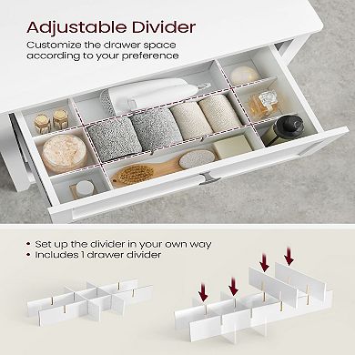 Bathroom Storage Cabinet, 2 Drawers With 1 Adjustable Divider, 2 Baskets