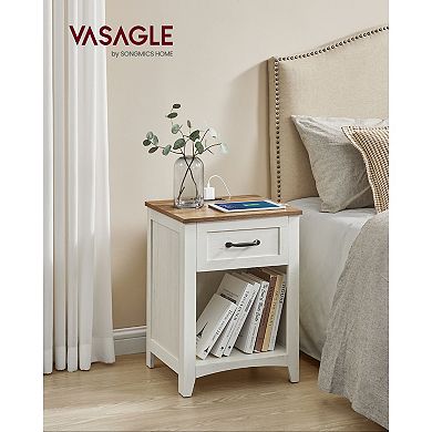 Nightstand with Charging Station and Open Compartment