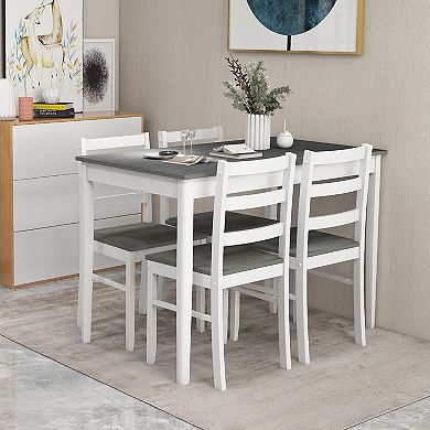 5-Piece Wooden Dining Set with Rectangular Table and 4 Chairs