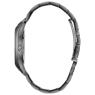 Bulova Men's Grey Ion-Plated Stainless Steel Gray Dial Bracelet Watch - 98B288