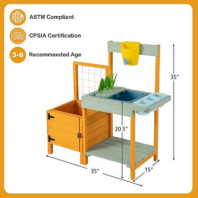 Kids Outdoor Potting Bench With See-through Window