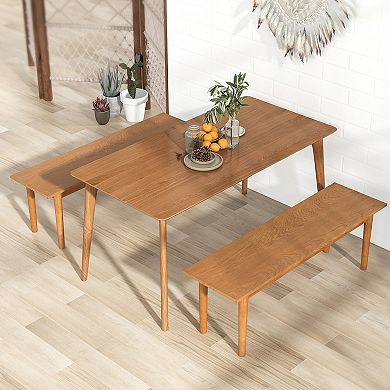 Solid Wood Dining Bench Entryway Bench With Rubber Wood Legs