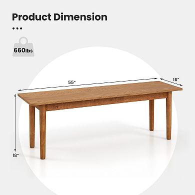 Solid Wood Dining Bench Entryway Bench With Rubber Wood Legs