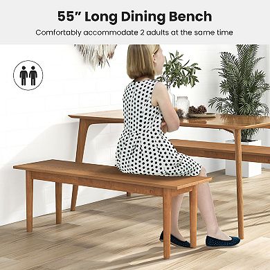 Solid Wood Dining Bench Entryway Bench With Rubber Wood Legs