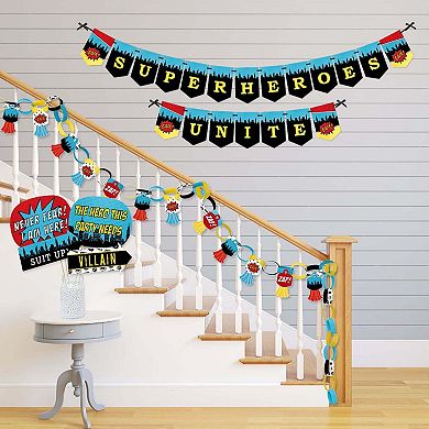 Big Dot Of Happiness Bam Superhero - Decorations - Party Supplies Kit - Doterrific Bundle