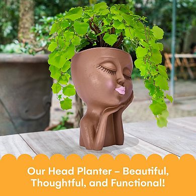 Face Planter Pot With Drainage Hole Decorative Head For Indoor And Outdoor