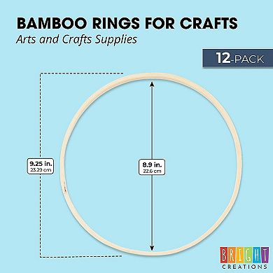 Bamboo Rings For Crafts, Macrame, And Dreamcatchers (9 In, 12 Pack)