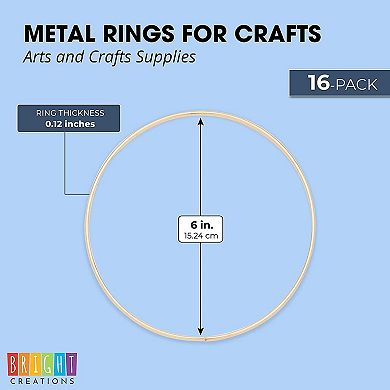 Metal Rings For Crafts, Macrame, And Dream Catchers (6 In, Gold, 16 Pack)