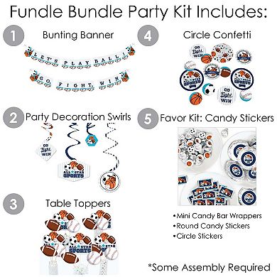 Big Dot Of Happiness Go, Fight, Win - Sports - Party Supplies Decor Kit - Fundle Bundle