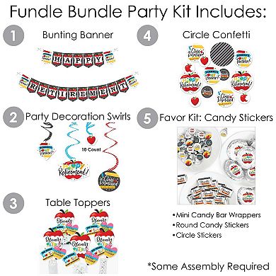 Big Dot Of Happiness Teacher Retirement Party Supplies - Banner Decor Kit - Fundle Bundle