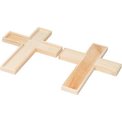 12 Pack Unfinished Wooden Cross Cutouts For Diy School Crafts Easter, 8.9 X 6.5"