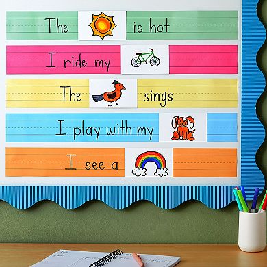 100-pack Lined Colored Sentence Strips For Classroom And Boards, 5 Colors