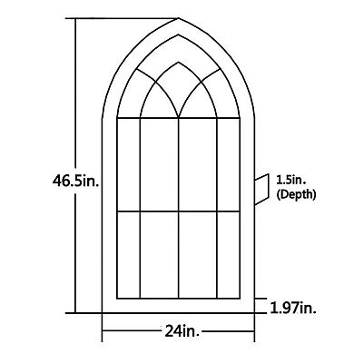 LuxenHome Rustic Wood And Black Metal Arched Window Wall Decor