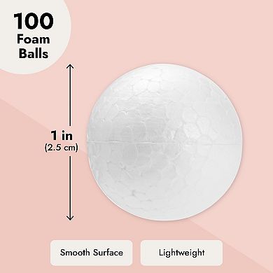 100 Pack 1-inch Polystyrene Mini Foam Balls For Kids Arts And Crafts
