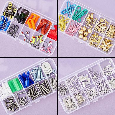 12 Pack Small Clear Storage Containers With Grid For Crafts, Jewelry, 2.5 X 5 In