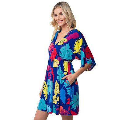 Fashnzfab Full Size Printed V-neck Mini Dress