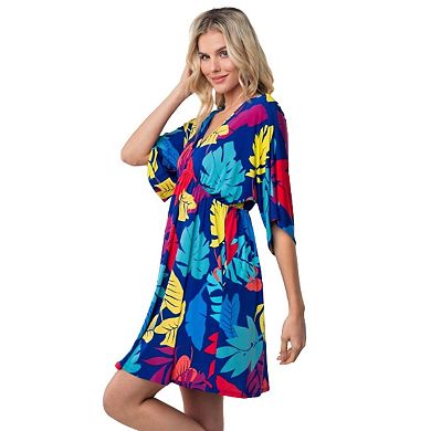 Fashnzfab Full Size Printed V-neck Mini Dress