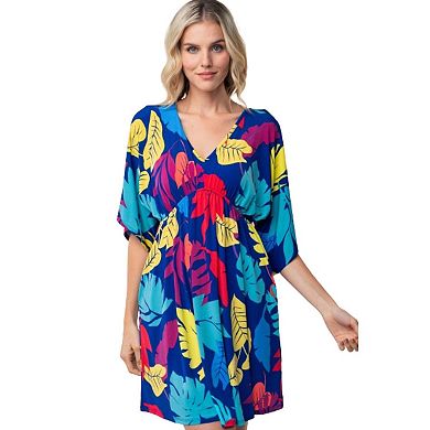 Fashnzfab Full Size Printed V-neck Mini Dress