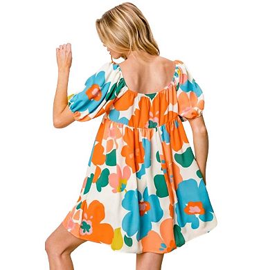 Fashnzfab Floral Sleeve Mini Dress