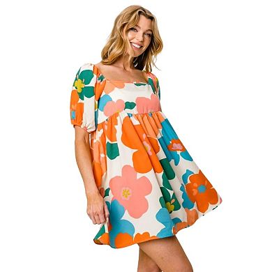 Fashnzfab Floral Sleeve Mini Dress