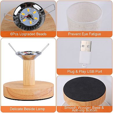 Beig, Modern Warm White Nightstand Lamp With Usb Plug