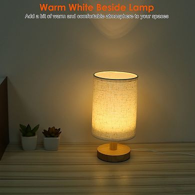 Beig, Modern Warm White Nightstand Lamp With Usb Plug