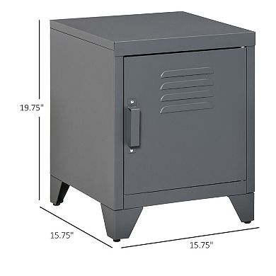 Industrial Accent Metal Storage Nightstand Cabinet W/ Adjustable Shelves