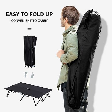 Outdoor Double Camping Cot Foldable Bed W/ Portable Travel Bag, 300 Lbs.