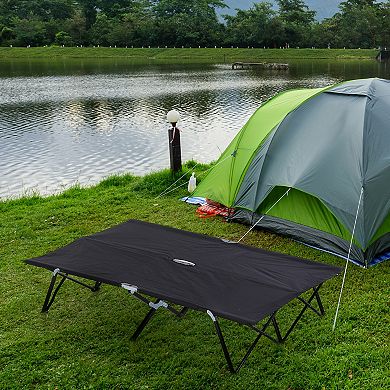 Outdoor Double Camping Cot Foldable Bed W/ Portable Travel Bag, 300 Lbs.