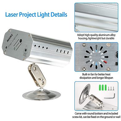 Silver, Sound Activated Led Laser Projector With Various Laser Patterns