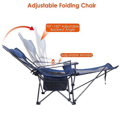 Blue, Heavy-duty Foldable Camping Chair With 330lbs Load