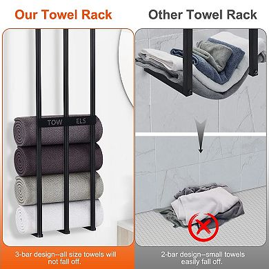 Bathroom Towel Rack Wall Mounted Towel Holder Organizer, Storage Shelf