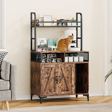Cat Litter Box Enclosure with Shelf Storage, Hidden Litter Box Furniture