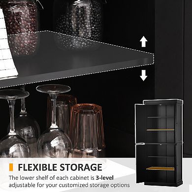 Homcom Modern Kitchen Pantry, 6-tier Cabinet Organizer W/ 4 Adjustable
