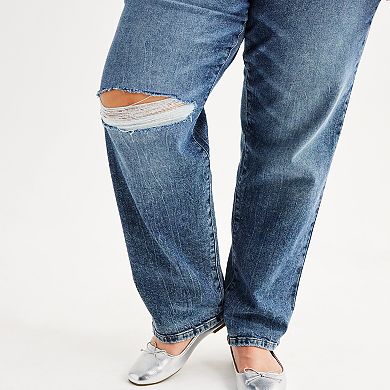 Juniors' Plus Size SO® High Rise 90's Straight Leg Jeans