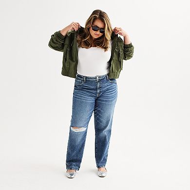 Juniors' Plus Size SO® High Rise 90's Straight Leg Jeans