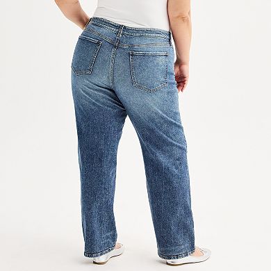 Juniors' Plus Size SO® High Rise 90's Straight Leg Jeans