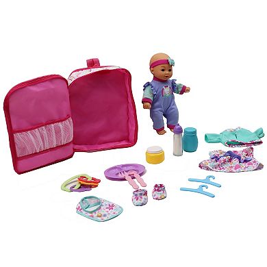Gi-Go Toys Dream Collection: 12" Baby Doll Backpack 16-Piece Playset