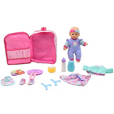 Gi-Go Toys Dream Collection: 12" Baby Doll Backpack 16-Piece Playset