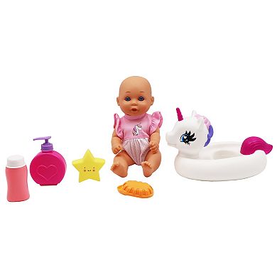 Gi-Go Toys Dream Collection: Water Baby Doll in Unicorn Floater 6-Piece Playset