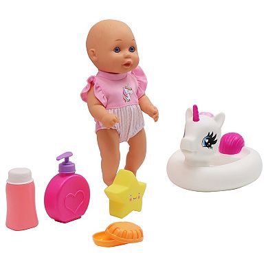 Gi-Go Toys Dream Collection: Water Baby Doll in Unicorn Floater 6-Piece Playset