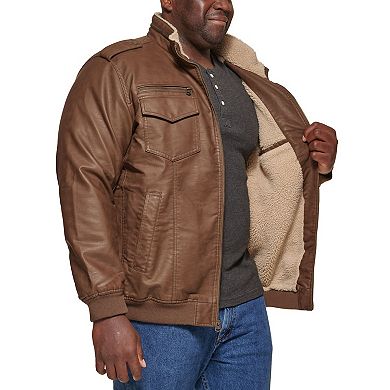 Big & Tall Levi's® Faux Leather Sherpa Lined Bomber Jacket