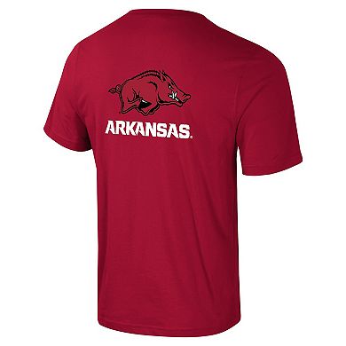 Men's Colosseum Cardinal Arkansas Razorbacks Logo Lockup 2-Hit Active Blend T-Shirt