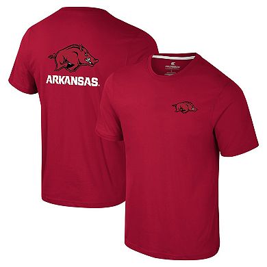 Men's Colosseum Cardinal Arkansas Razorbacks Logo Lockup 2-Hit Active Blend T-Shirt