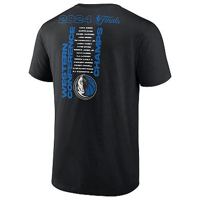 Men's Fanatics Black Dallas Mavericks 2024 Western Conference Champions Jump Ball Roster T-Shirt