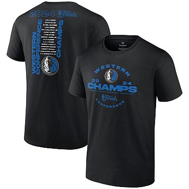 Men's Fanatics Black Dallas Mavericks 2024 Western Conference Champions Jump Ball Roster T-Shirt