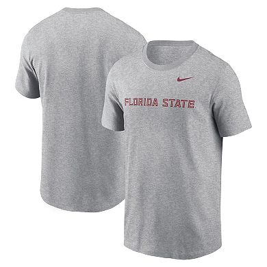 Men's Nike Heather Gray Florida State Seminoles Primetime Evergreen Wordmark T-Shirt