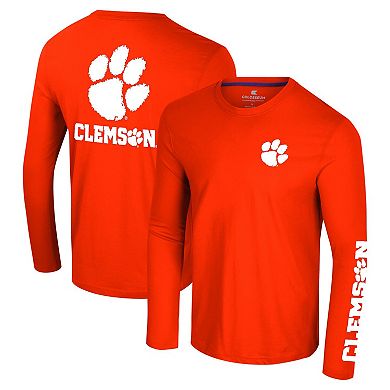 Men's Colosseum Orange Clemson Tigers Logo Lockup 3-Hit Active Blend Long Sleeve T-Shirt