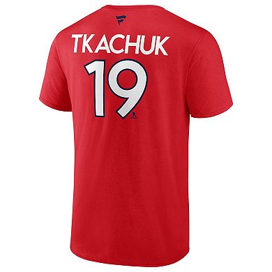 Men's Fanatics Matthew Tkachuk Red Florida Panthers 2024 Stanley Cup Final Authentic Pro Name & Number T-Shirt