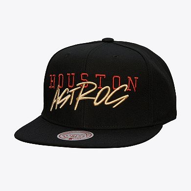 Men's Mitchell & Ness Black Houston Astros Team Tagged Snapback Hat
